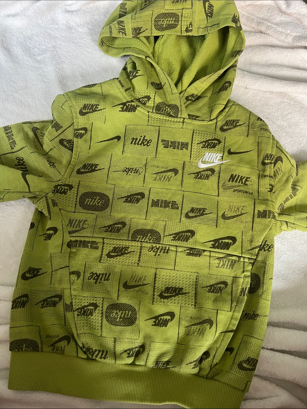 Nike Kids Green Logo Print Hoodie